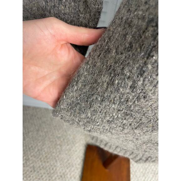 Vince gray silver metallic sparkle shimmer knit warm wool sweater side pockets - Picture 6 of 6